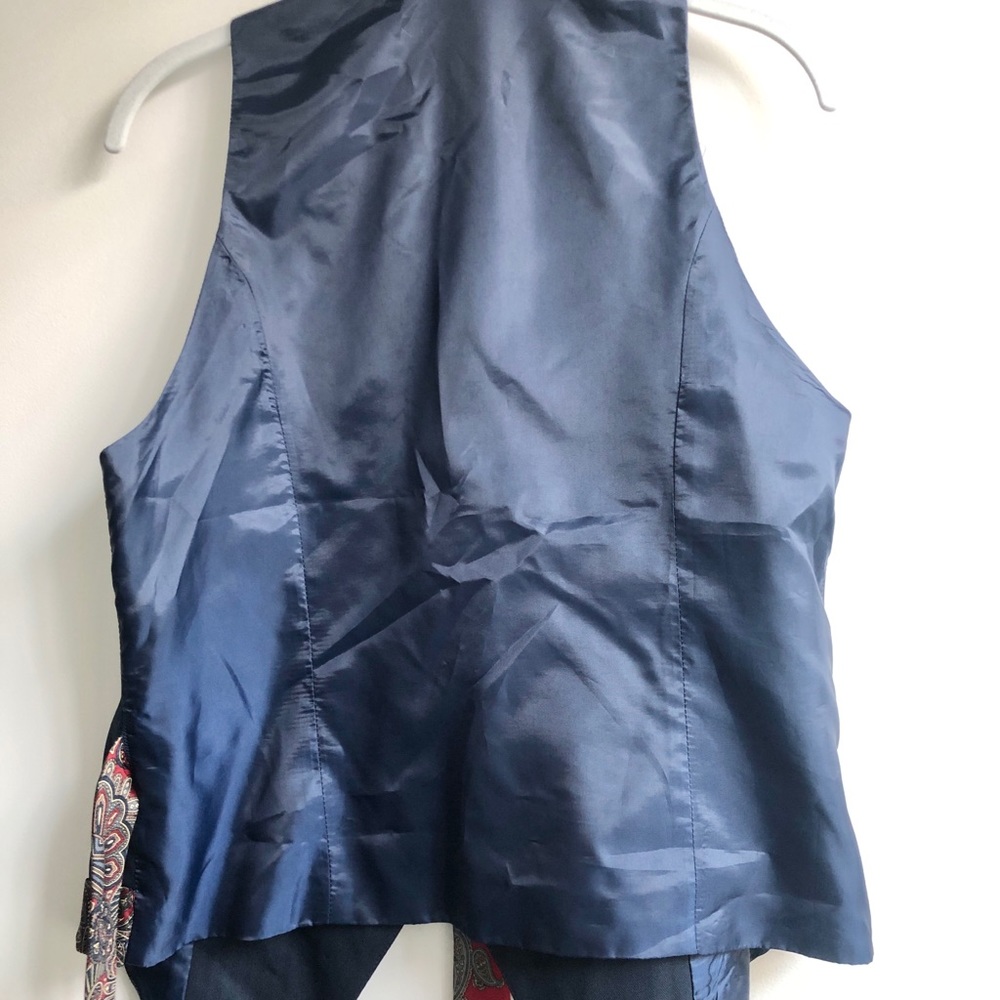 VTG Tie Scarf Navy Vest 70s or 80s Medium - Picture 9 of 9